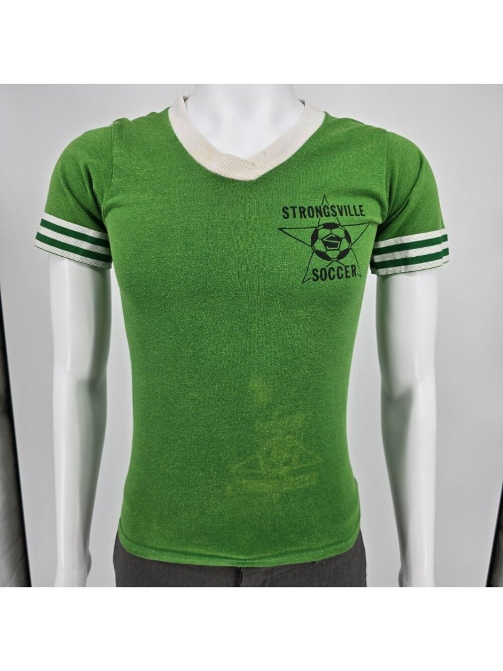 Vintage 1980s Soffe Shirts Strongville Soccer Jersey #39 Ringer Tee T-Shirt (XS)